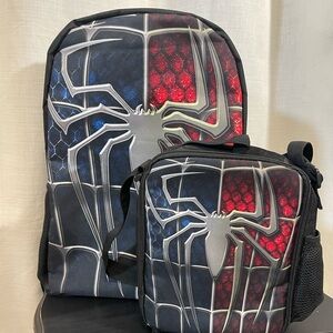 Marvel Spider-Man Backpack and Lunch Bag Set - Black, Red, Blue
